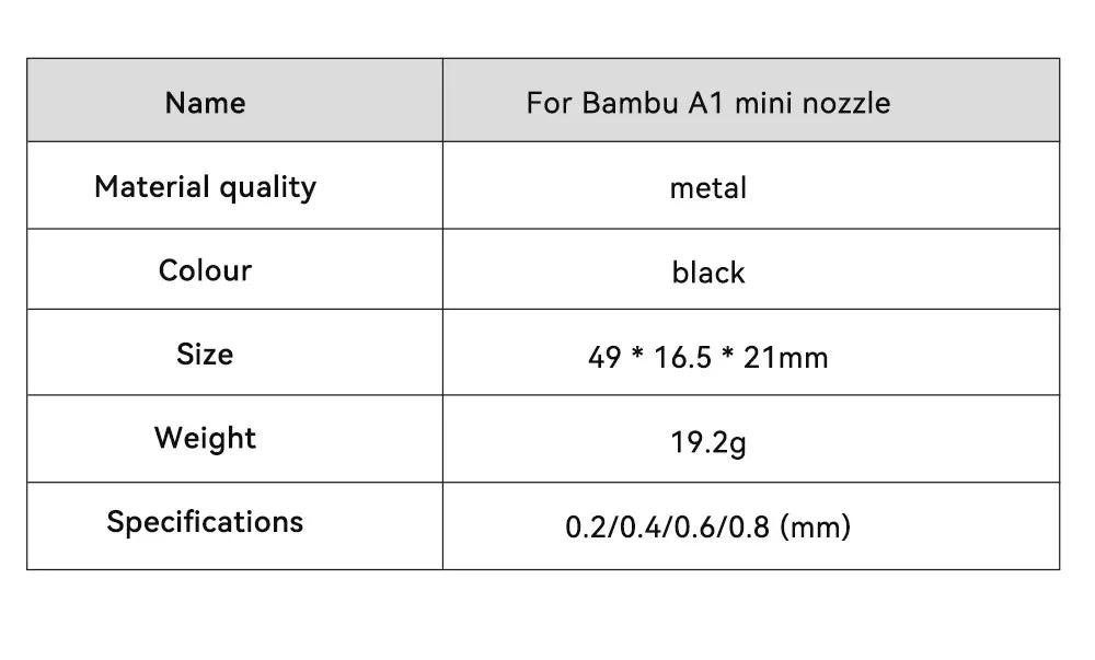 Hotend Kit for Bambu Lab A1/A1 Mini – 0.2/0.4/0.6/0.8mm Hardened Steel Nozzle 3D Printer Accessory