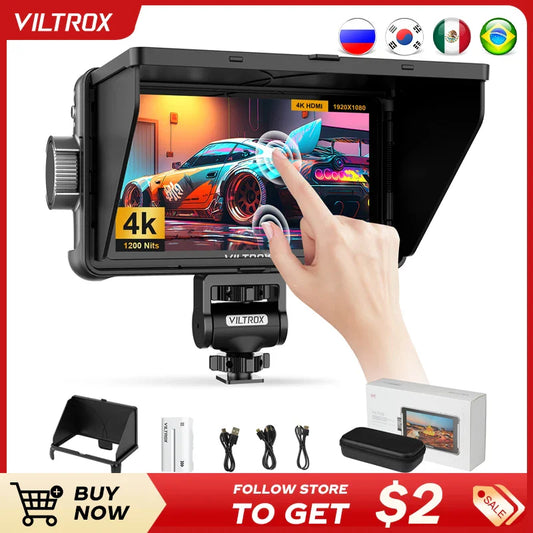 VILTROX DC-550 5.5” 4K HDMI Touch Screen Camera Monitor – 1920x1080 Full HD Studio Field Monitor with 3D LUT for Professional Video Shooting & Director Use