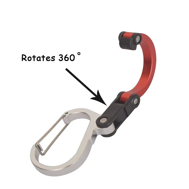 360° Rotating Gear Clip Carabiner - Multifunctional Strong Buckle Hook for Camping, Hiking & Travel Backpacks