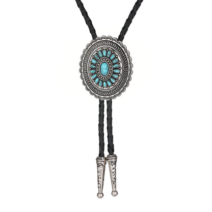 Ethnic Wind Sunflower Turquoise Bolo Tie – Western Style Neckwear