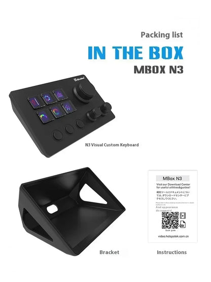 Mirabox N3 Streamdeck Keypad – Custom Macro Mini Keyboard with Screen & Knob Visual Desktop Console