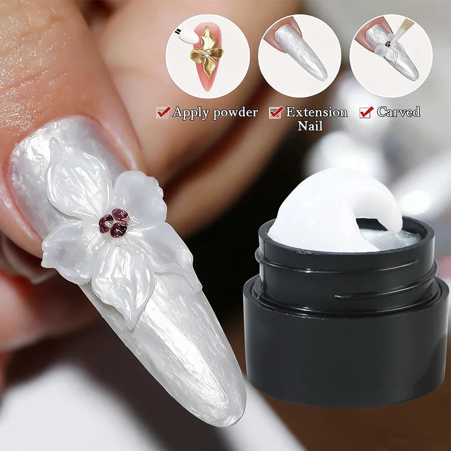 5ml Pearl White 3D Nail Sculpting Gel - Non-Stick Flower Carving Gel for DIY Nail Art