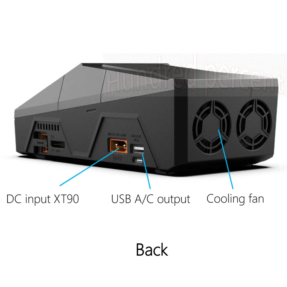 ToolkitRC Q6AC Charger — AC 400W/DC 1000W 4CH with USB A/Type-C, LiPo 1-6S, NiMH 1-16S, PB 1-10S, IPS Display