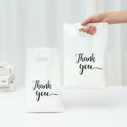 100pcs Thank You Gift Bags - Plastic Shopping Tote Bags for Birthday, Wedding, Party Favors, Candy, and Cookie Wrappers - 20*30cm