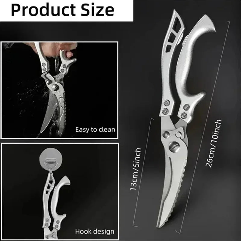 Laser Damascus Kitchen Knife Set – Cleaver, Meat, Fruit, Bread, Boning Knife and Chicken Scissors for Barbecue and Home Cooking