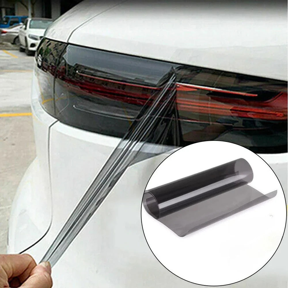 Smoke PVC Headlight Tint Film - Transparent Black Taillight Wrap & Protective Car Styling Film 30x200cm