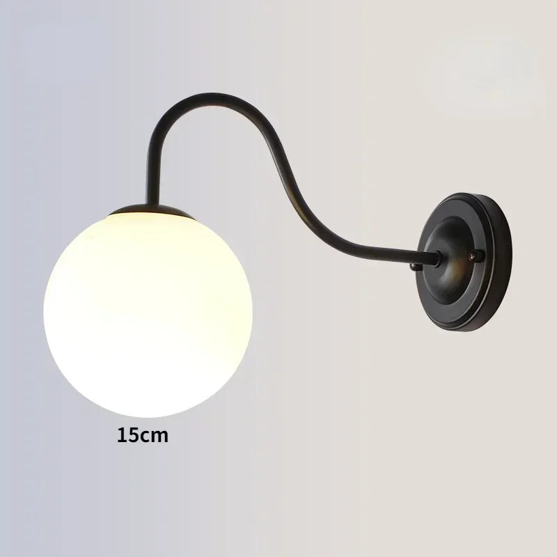 Nordic Modern Glass Wall Lamp – Bedside & Indoor Decorative Lighting for Bedroom, Living Room, Study