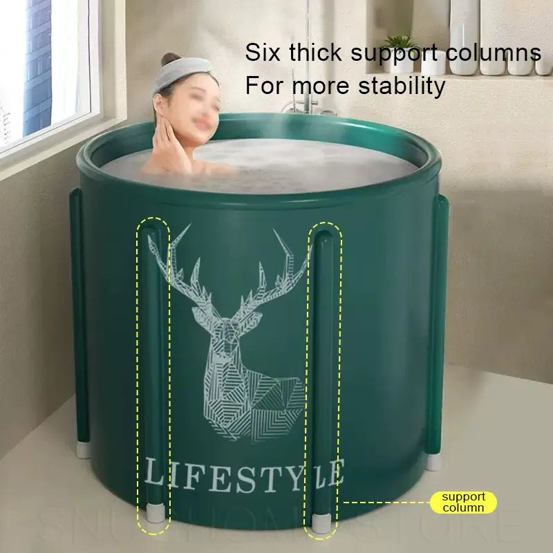 Portable Collapsible Bath Bucket - Large Capacity Bathtub, Easy Ice Bath Setup, Ideal for Winter Showers, No-Installation Bathroom Solution