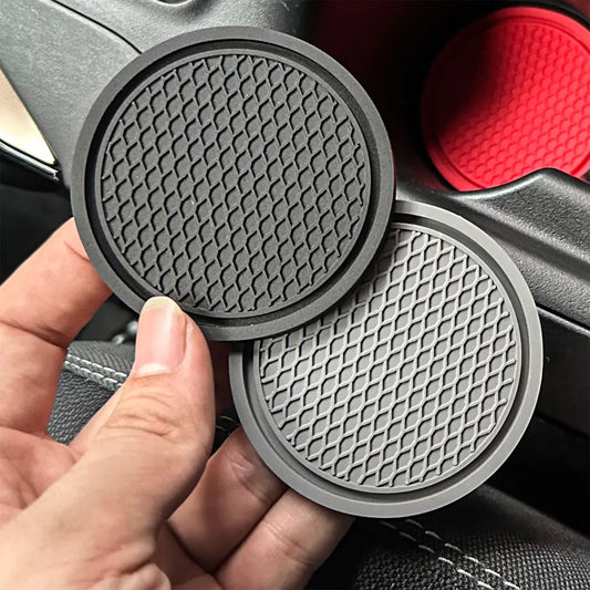2PCS Non-Slip Car Cup Holder Mats – Round Heat-Resistant Drink Pad Coasters for Interior Auto Decoration Accessories