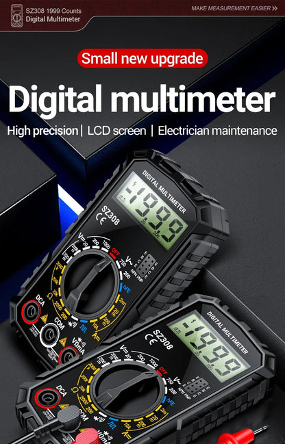 ANENG SZ308 1999-Count Multimeter — HFE Triode Tester, Square Wave Voltmeter & 10A Current Meter