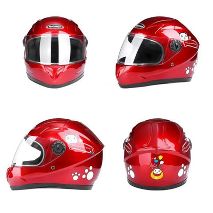 New Cute Children’s Full Face Helmet – Safety Bike & Motorcycle Helmet for Kids, Adjustable for Outdoor Sports, Four Seasons Protection