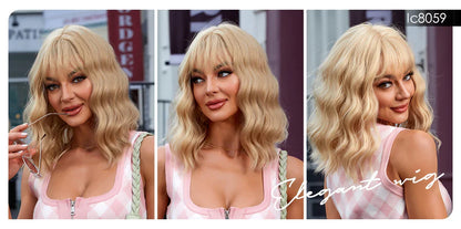 CharmSource Pink BOBO Short Synthetic Wig for Women — Natural Wave, High-Density, Heat-Resistant Hair for Daily & Party