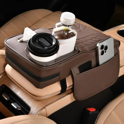 Car Center Console Armrest Box Pad Elevator Cushion – Storage Organizer with Tissue Holder, Cup Slot & Elbow Rest Interior Decor