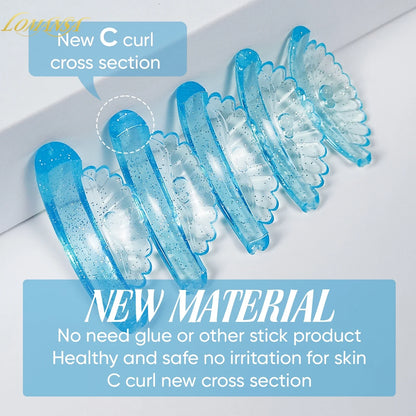Lomansa 5 Pairs C Curl Silicone Eyelash Perm Pads – Sticky Lifting Rods & 3D Eyelash Curler Accessories Makeup Tools