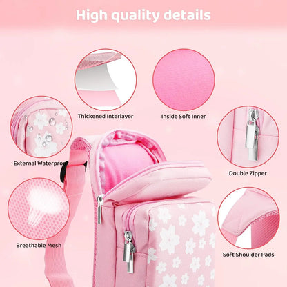 Nintendo Switch Travel Bag Set: Carrying Case for Switch, OLED & Lite - Portable Shoulder Bag and Crossbody Backpack Cherry