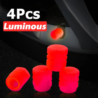 Luminous Valve Caps – Fluorescent Night Glow Tire Caps for Car, Motorcycle & Bicycle (4PCS)