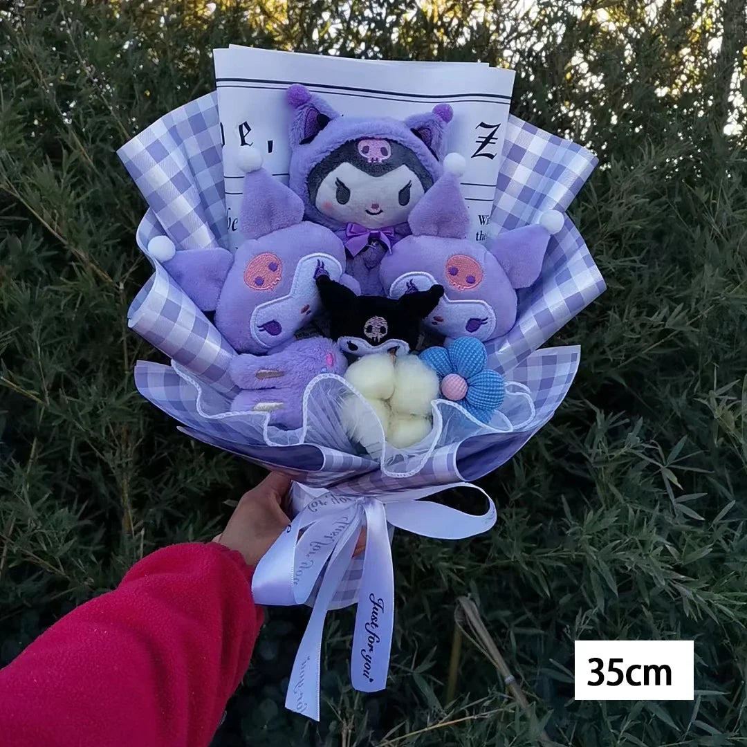 Hello Kitty Plush Bouquet — Anime Rose Soap Flowers for Wedding & Home Decor