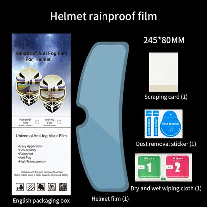 Motorcycle Helmet Clear Rainproof Anti-Fog Film – Nano Coating Sticker for Safety Driving, Durable Universal Helmet Accessory