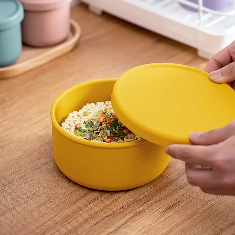 Circular Silicone Lunch Box (250ml/650ml) – Microwave Safe Fresh-Keeping Bento Box for Snacks, Salad & Meal Prep