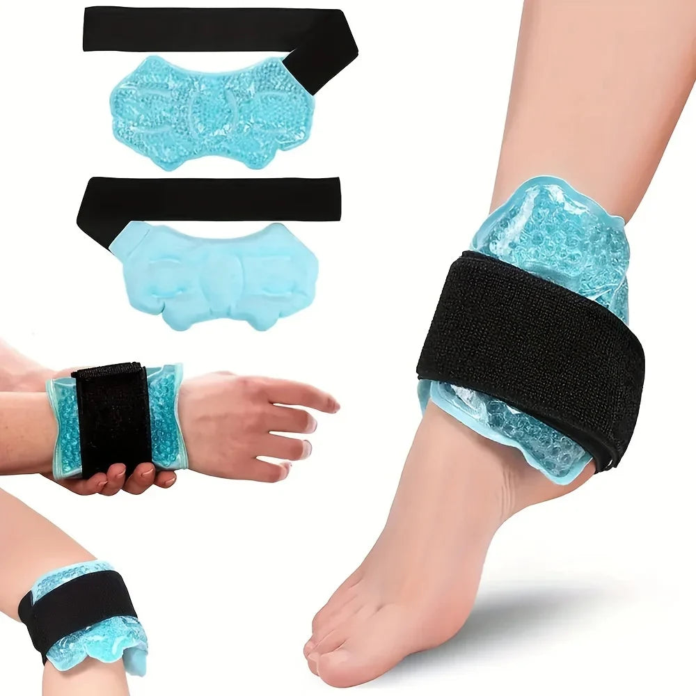 Ankle Foot Ice Pack Wrap — Reusable Gel Bead Pack for Injury Relief & Ankle Support