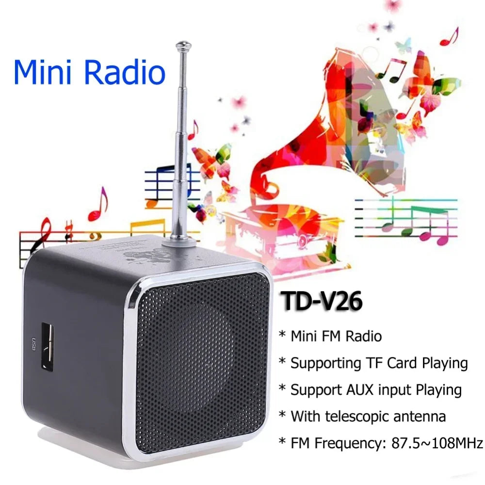 VIKEFON TD-V26 Mini Portable Bluetooth Speaker — TF Card, FM Radio, AUX Stereo Music Player for Outdoor & Party Use