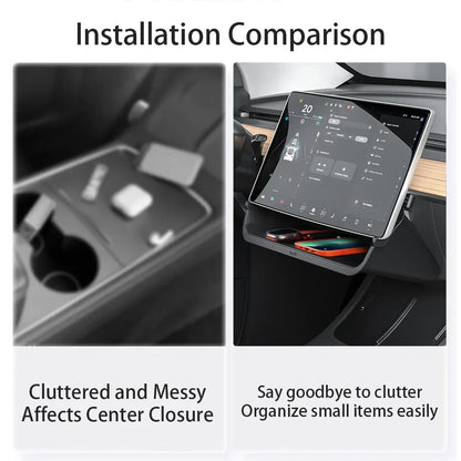Herval Under-Screen Storage Tray for Tesla Model Y/3 2021-2025 Highland – Hidden Anti-Slip Storage Box
