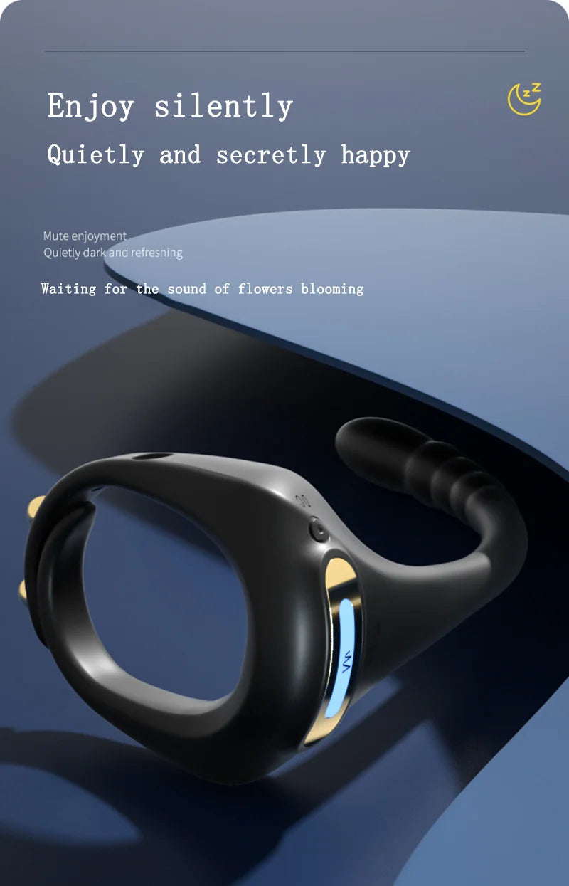 Adjustable Vibrating Penis Ring – Delayed Ejaculation, Enlargement, Prostate & Anal Massage Adult Male Sex Toy