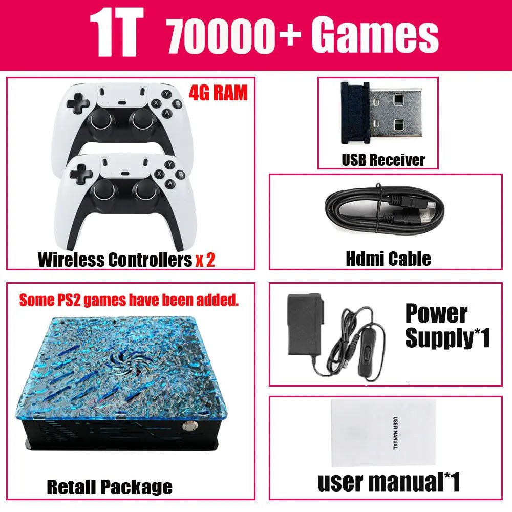 2026 Retro X10 Video Game Console – 70,000 Built-in Games, 60 Emulators (PS2/N64/GameCube/Xbox) with Gamepad, Kid & Family Game Box Console