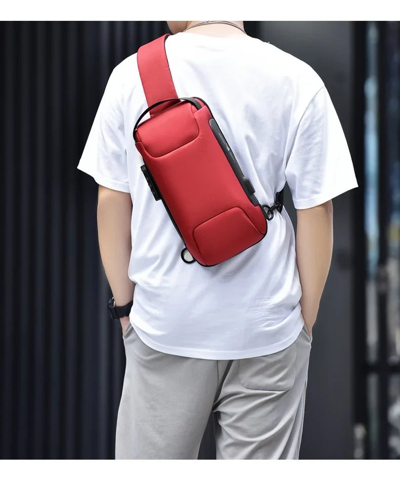 Designer Multifunction Anti-Theft USB Shoulder Bag – Travel Crossbody Messenger Sling Chest Bag for Men, Luxury Brand