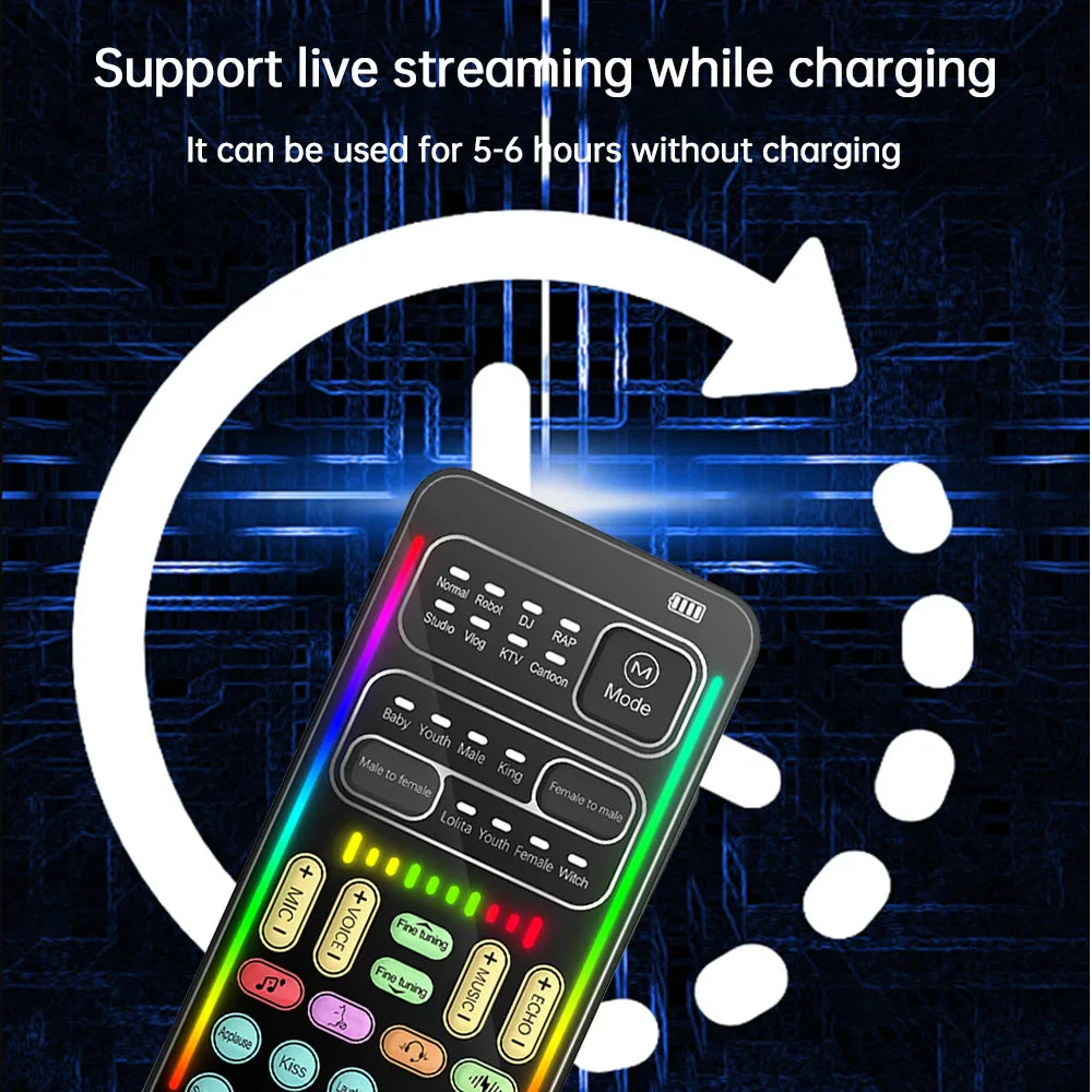 i9 Mini Voice Changer Sound Card – Bluetooth-Compatible Live Audio Mixer with Multiple Effects & Mic Support
