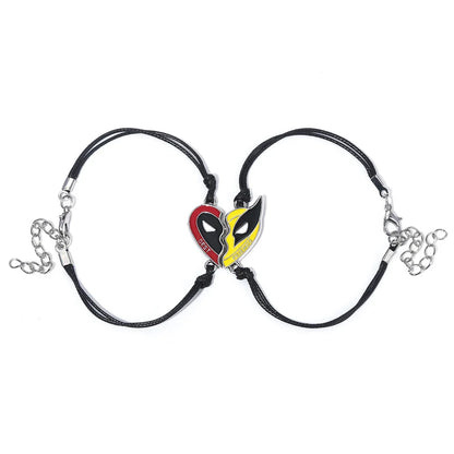 Best Friends Clown Mask Keychain & Bracelet Pendant Combo – Red & Yellow Love Jewelry for Friends