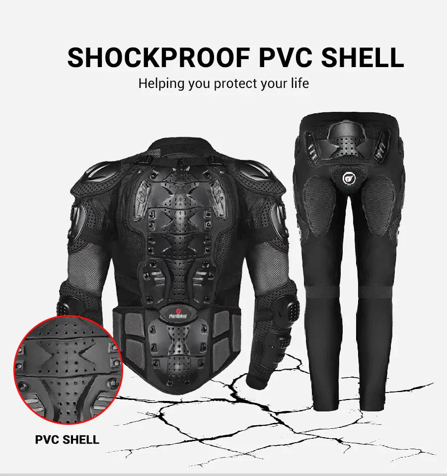 5XL Men's Motorcycle Jacket – Full Body Armor Protection for Motocross, Enduro Racing, Moto Gear & Protective Clothing