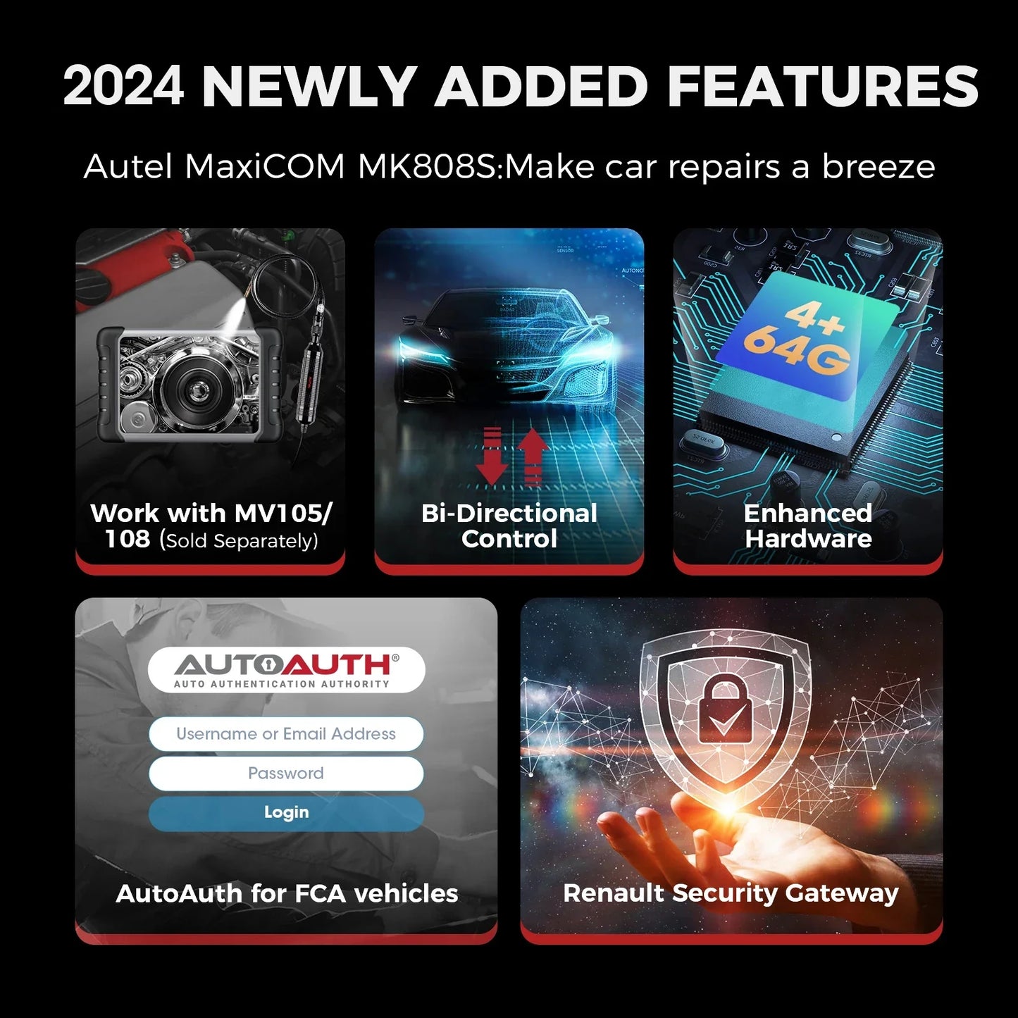 Autel MK808S Pro OBD2 Scanner – Bi-Directional All-System Diagnostic Tool, Code Reader, PK MK808BT & MX808S