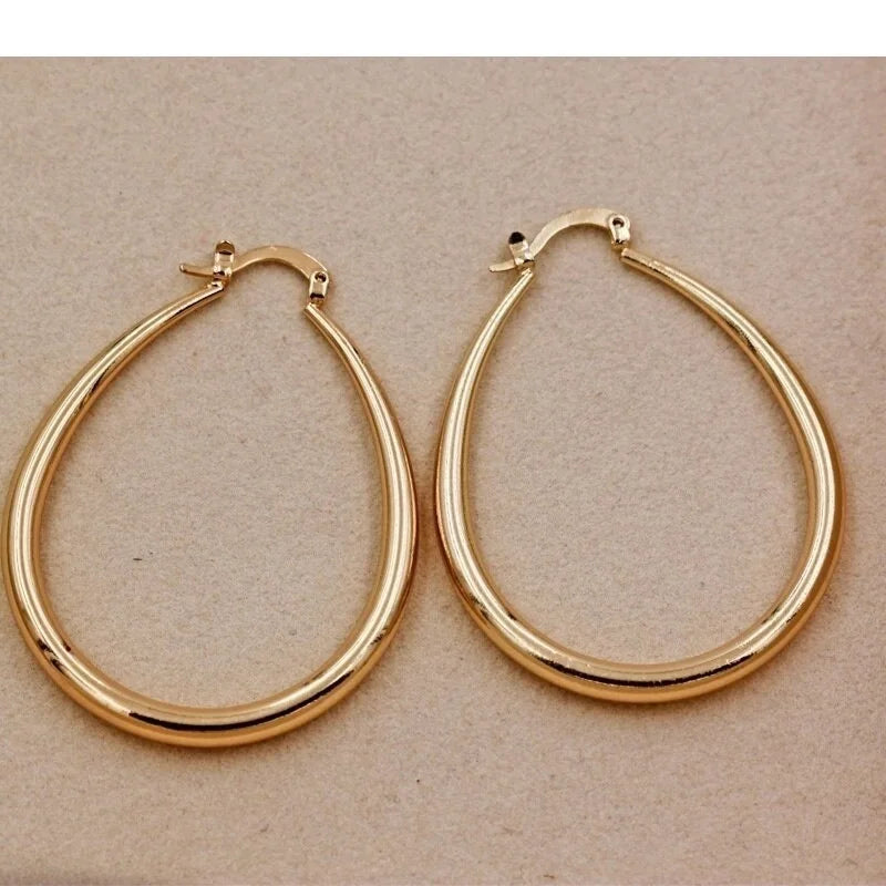 Shiny Gold Hoop Earrings for Women – Fashion Jewelry for Engagement & Wedding Gift