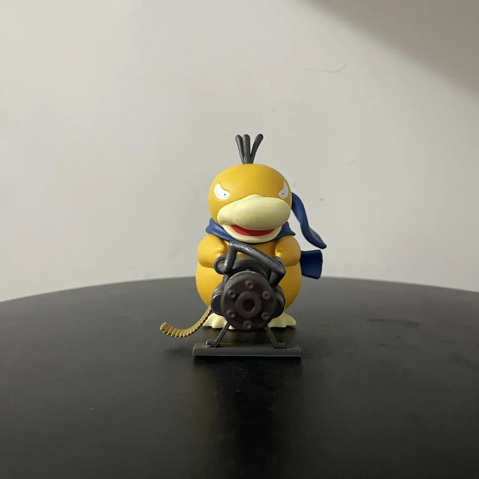 Pokemon Series Psyduck Gatling Gun Figure — Cute Duck Anime Figurine Collectible Toy, Creative Model Gift for Birthdays