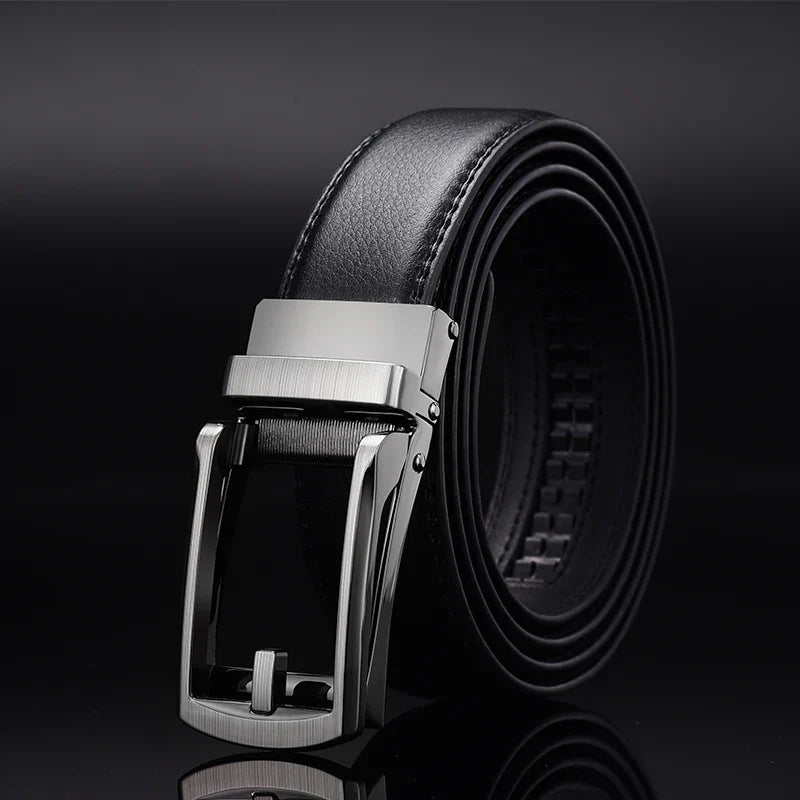 Men’s Top Quality Cowhide Leather Belt – Automatic Alloy Buckle Belt for Men