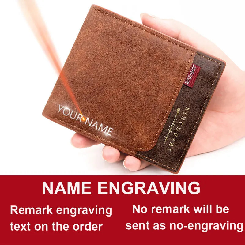 Personalized Men’s Short Wallet – High-Quality Classic Card Holder with Zipper Coin Pocket & Money Clip
