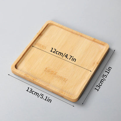 Mini Bamboo Tray Coaster – Wooden Saucer Plate for Flower Pots, Cups, and Coffee, Creative Kitchen & Home Decor Mat