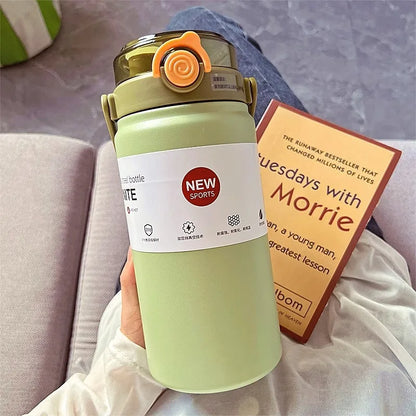 1L/1.2L Stainless Steel Thermal Water Bottle – Vacuum Insulated Thermos Cup with Straw, Hot & Cold Drink Tumbler for Gym & Travel