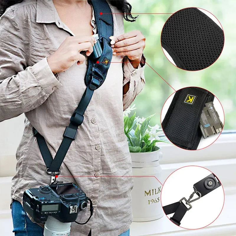 Portable Shoulder Camera Strap: DSLR Digital SLR Camera Canon Nikon Sony Quick Rapid Neck Strap Belt - Camera Accessories