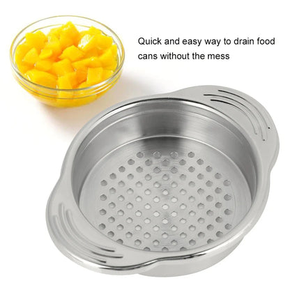 Universal Stainless Steel Can Strainer — Colander for Vegetables, Fruit, Beans, and Tuna
