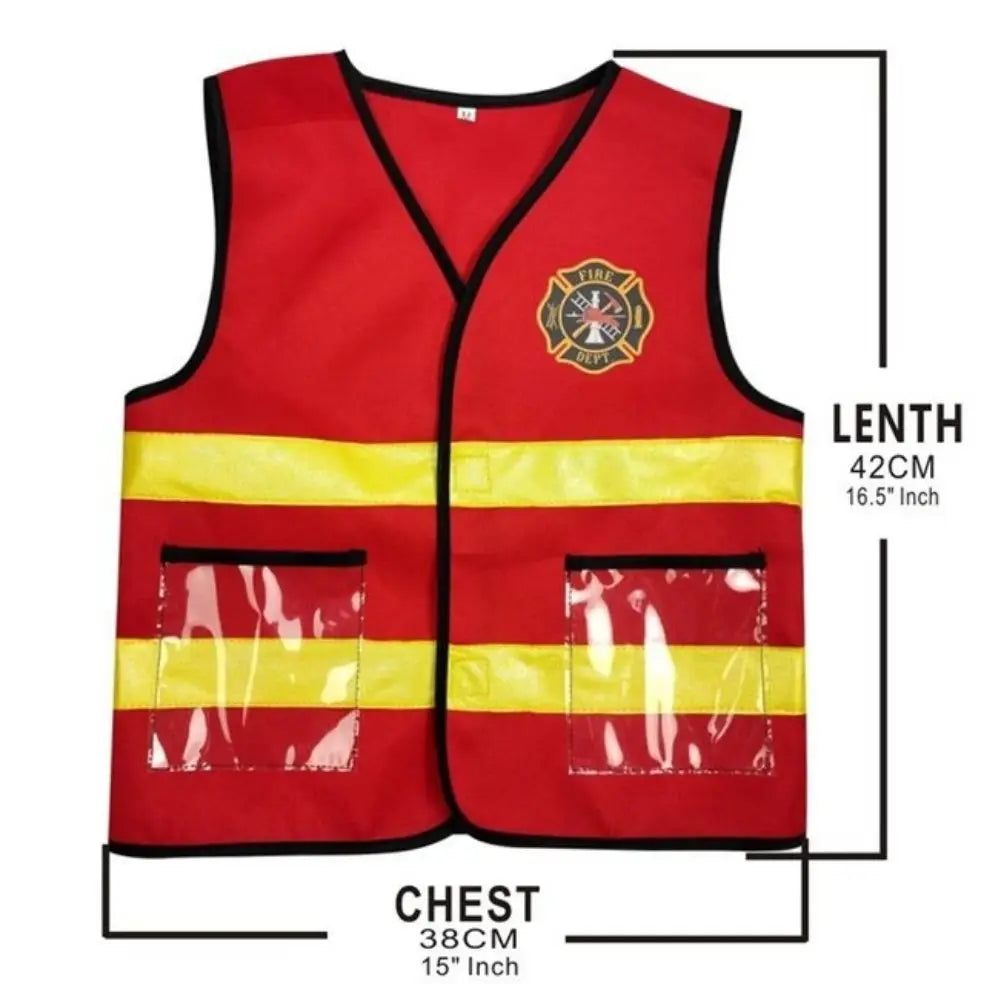 Kids Firefighter Cosplay Costume – Little Fireman Outfit with Hat Kit for Boys, Halloween & Carnival Party Dress-Up