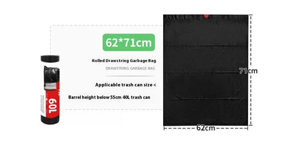 Extra Large Drawstring Garbage Bags – Thickened Black Waste Bags for Kitchen, Hotel & Commercial Sanitation