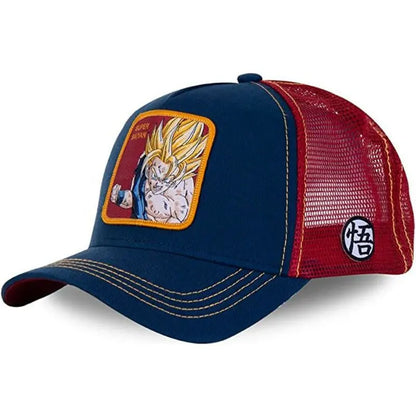 Dragon Ball Son Goku Embroidered Cap - Adjustable Hip Hop Trucker Mesh Sun Visor Hat for Men & Travel