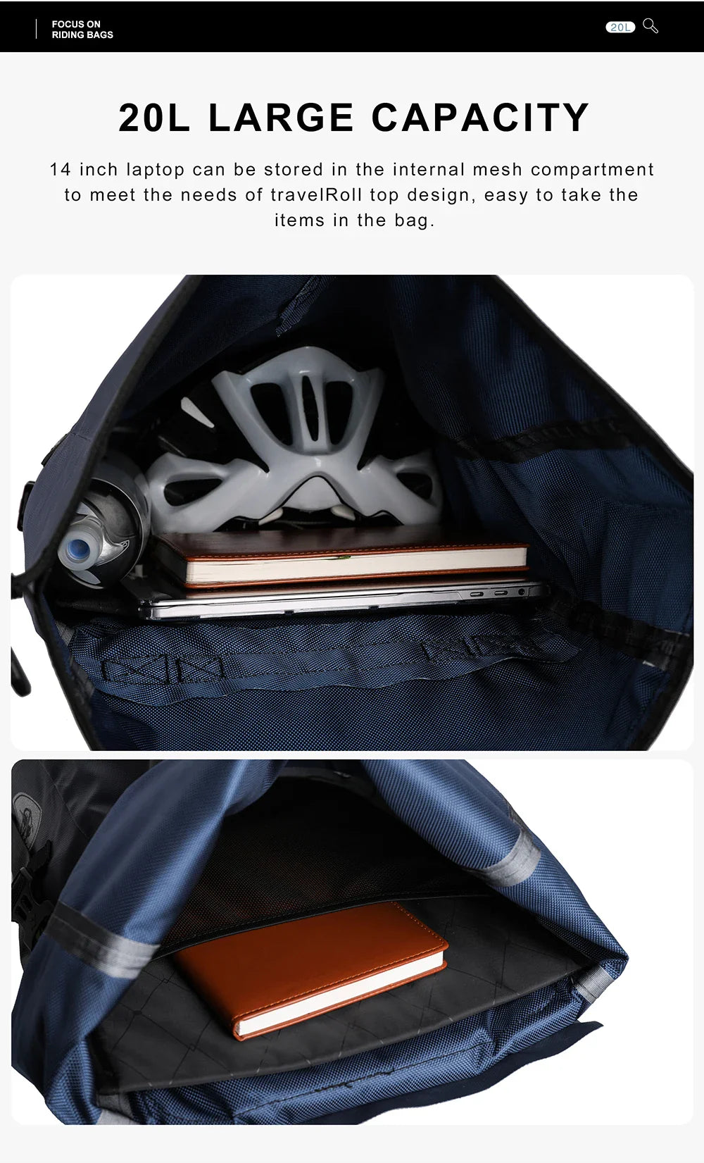 Rhinowalk 20L Bike Pannier Bag — Waterproof Rear Rack Bicycle Shoulder Backpack, Travel & Cycling Accessories