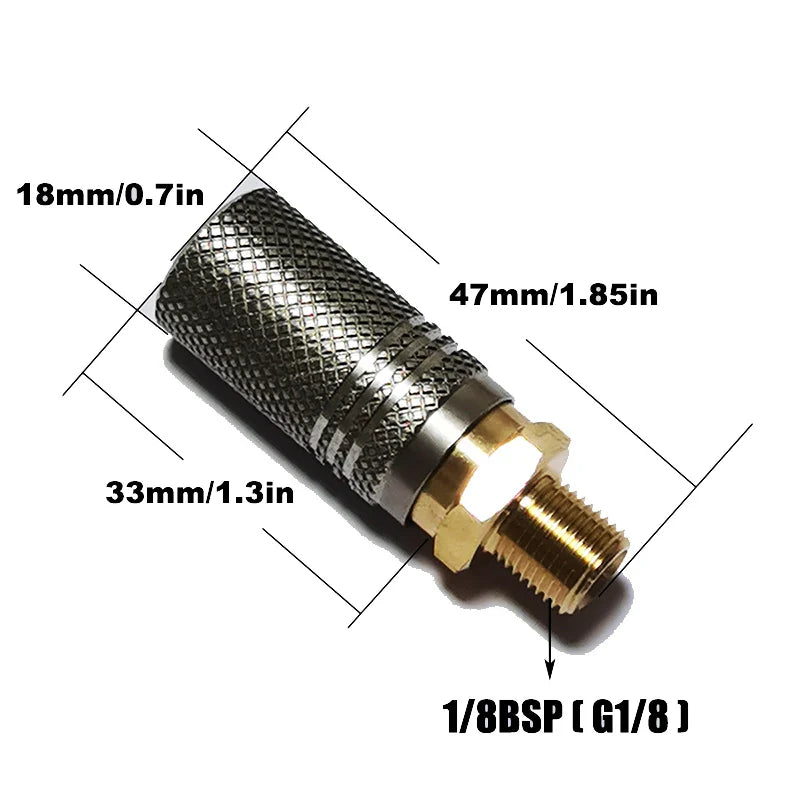 Extended Air HPA Quick Release Adapter Socket – 1/8 BSPP (G1/8) 8mm Male Nipple for Fast Disconnect   2/2