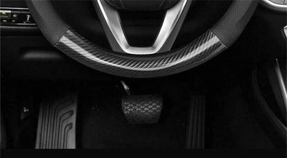 Universal Carbon Fiber Leather Steering Wheel Cover — 3D Anti-Slip, Stylish Car Accessory