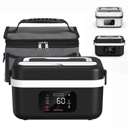Wireless Electric Heated Lunch Box 8000mAh – 60W Portable Food Warmer 1L Stainless Steel Insulated Lunch Container for Travel & Work