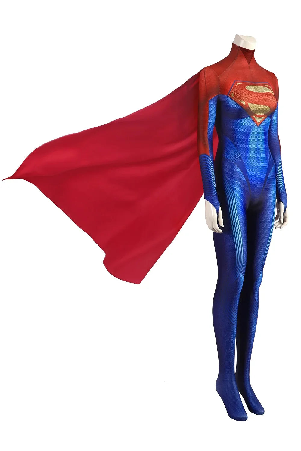 Superwoman Cosplay Costume – Supergirl Linda Danvers 3D Printed Spandex Bodysuit Zentai Suit for Girls Halloween