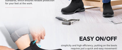 LARNMERN Steel Toe Water Resistant Work Boots for Men & Women Non-Slip Safety Sneakers Slip-On with Air Cushion